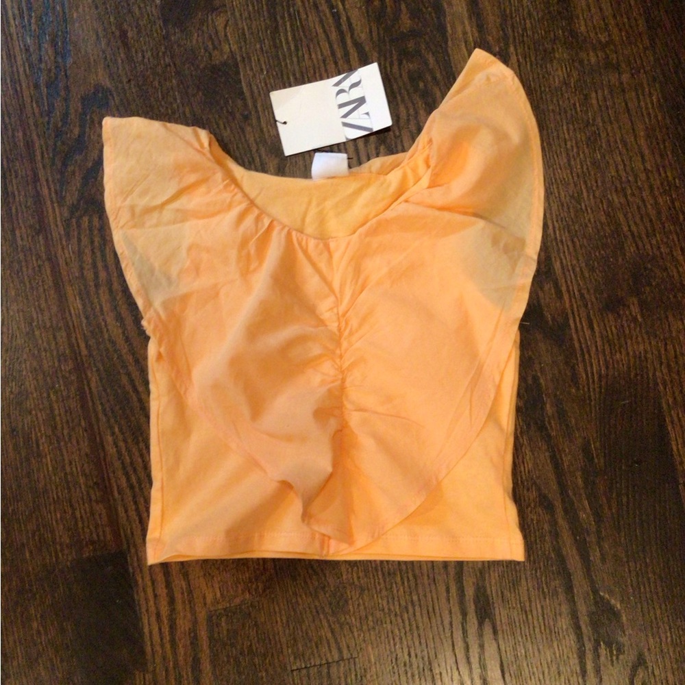 ZARA - Orange ruffle shirt